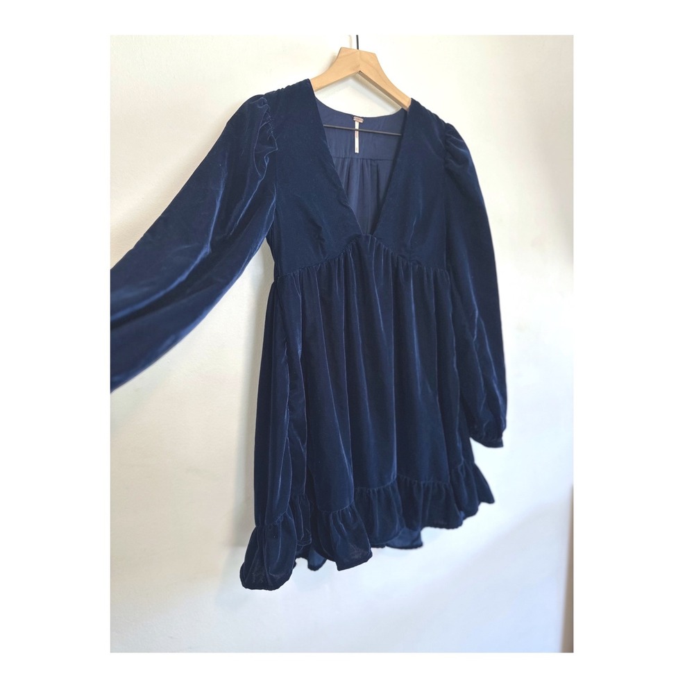 Free People Estella Velvet Babydoll Dress Whimsigoth Boho Renaissance Western